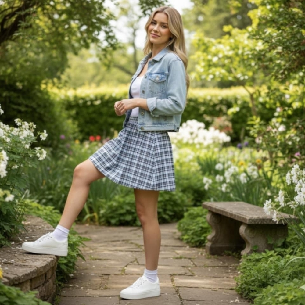 Plaid Blue Skirt - Picture 3 of 3